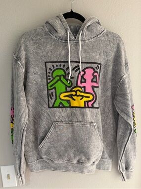 Men’s Keith Haring Hoodie Hooded Sweatshirt Sweater - Small - Black Red White